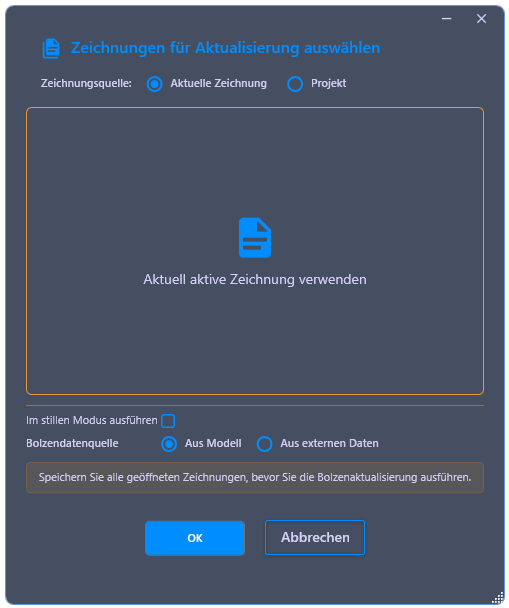 Dialogfeld zur Zeichnungsauswahl in Plant 3D