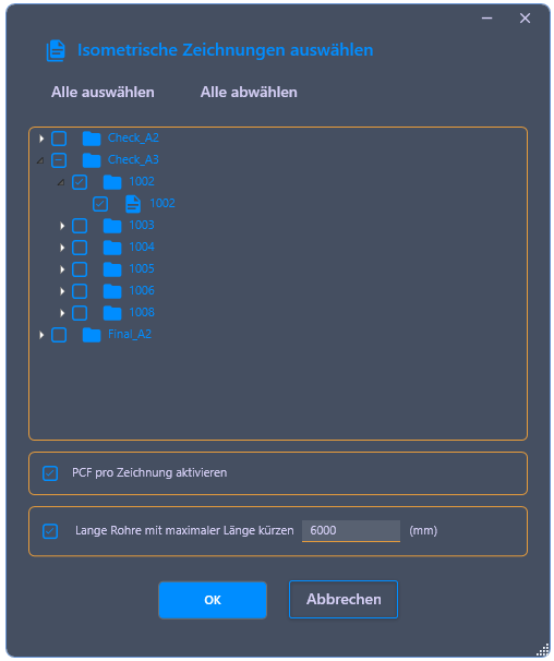 Dialog zum Festlegen des Bereichs für die 3D-Ansicht in der ISO-Vorlage