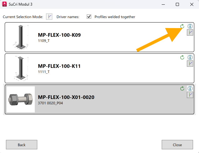 Calling the info point in Modify connection SuCri function Modify connection and the info point