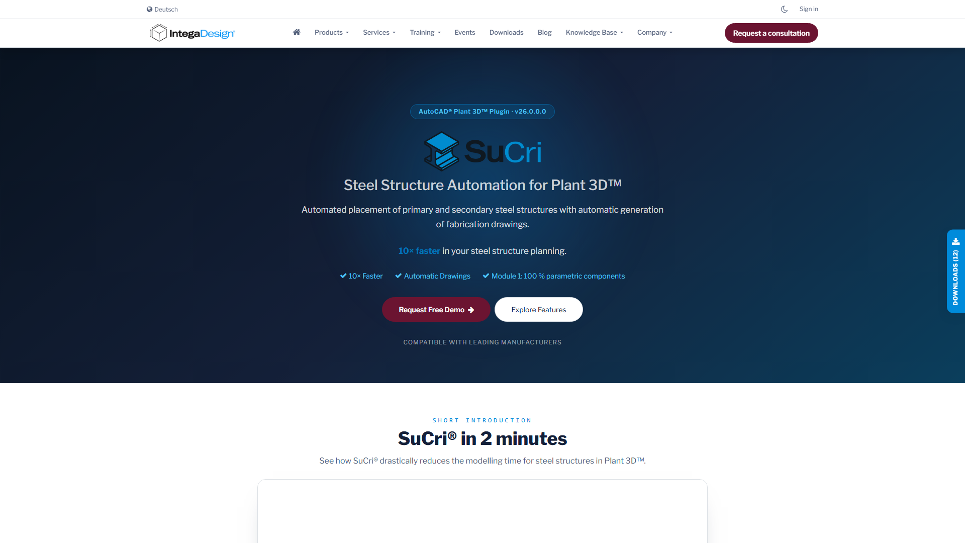 SuCri product page with the Request Free Demo button