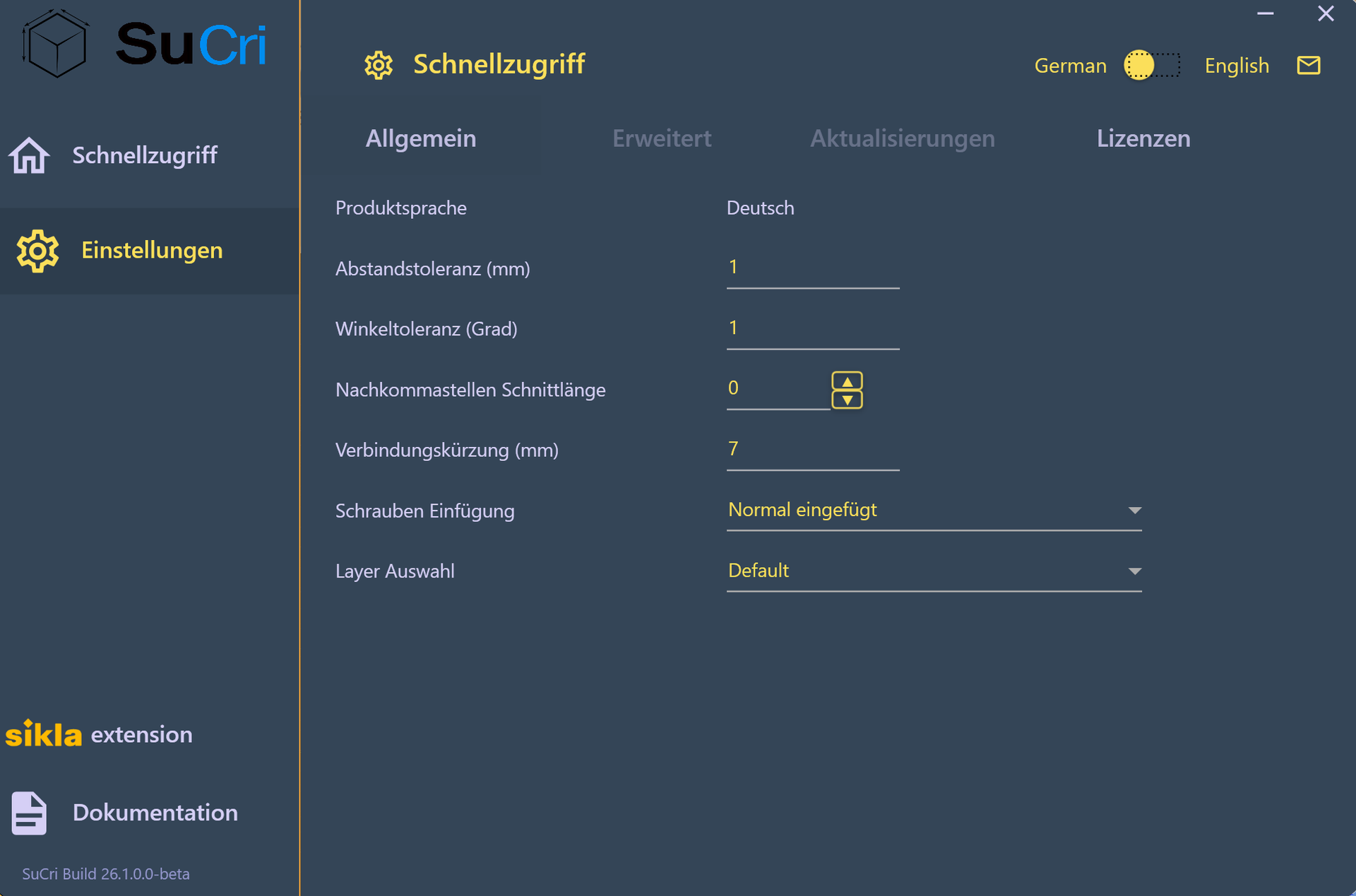 SuCri Module 3 settings (General)