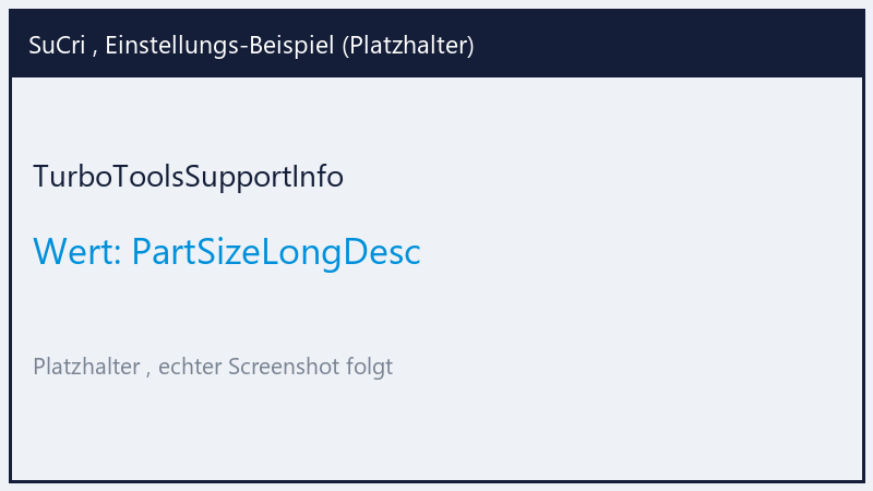 TurboToolsSupportInfo: Value PartSizeLongDesc (Platzhalter)