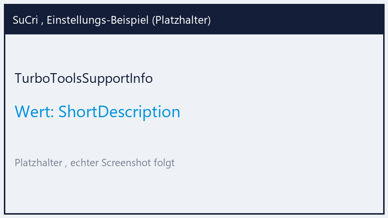 TurboToolsSupportInfo: Value ShortDescription (Platzhalter)