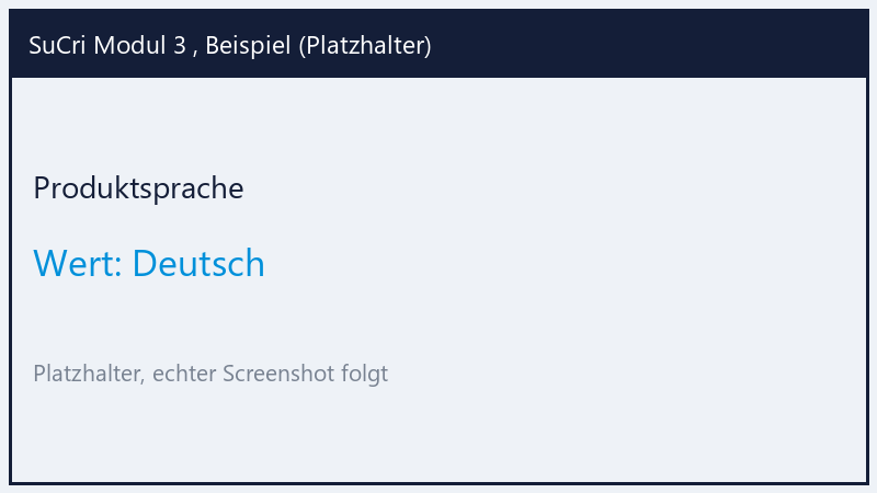 Product language, value Deutsch (placeholder)