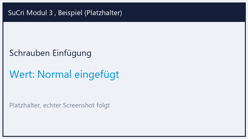 Schrauben Einfügung, Wert Normal eingefügt (Platzhalter)
