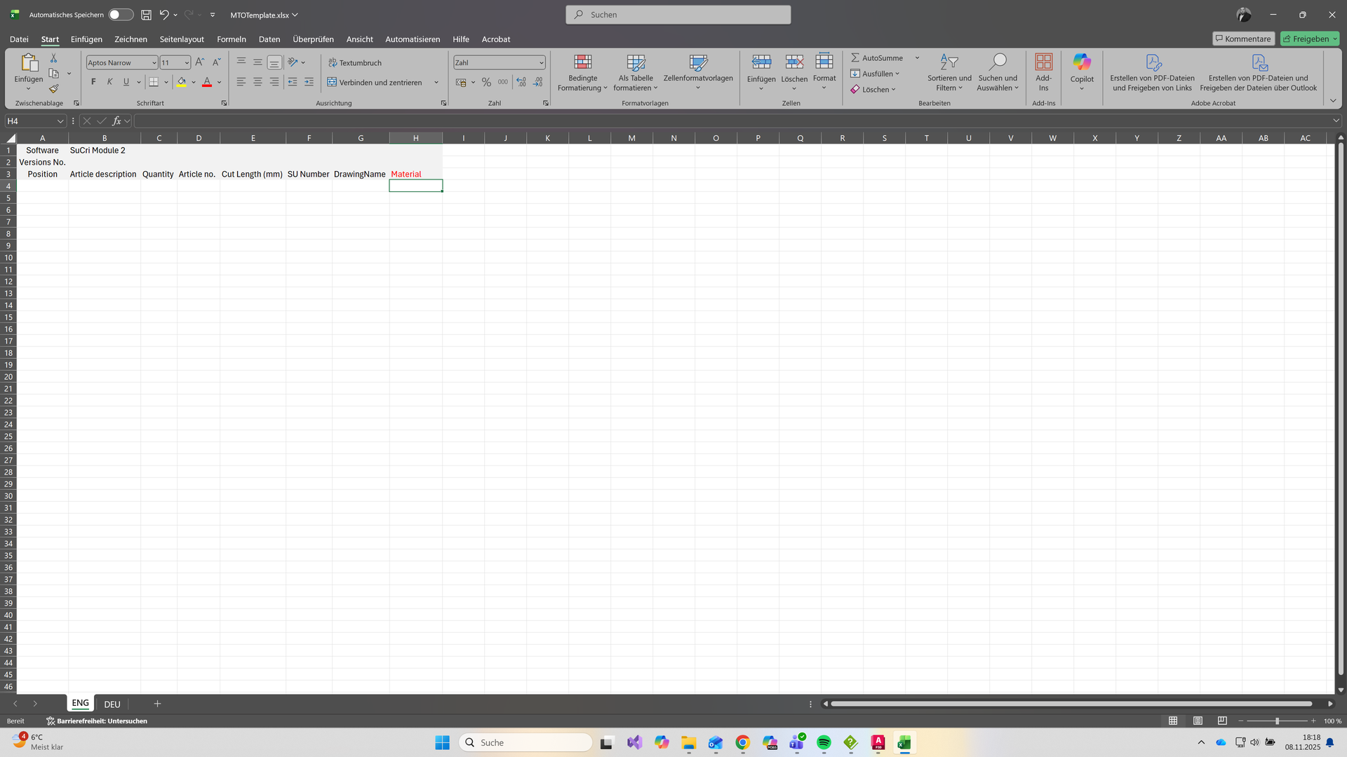MTO Template Anpassung