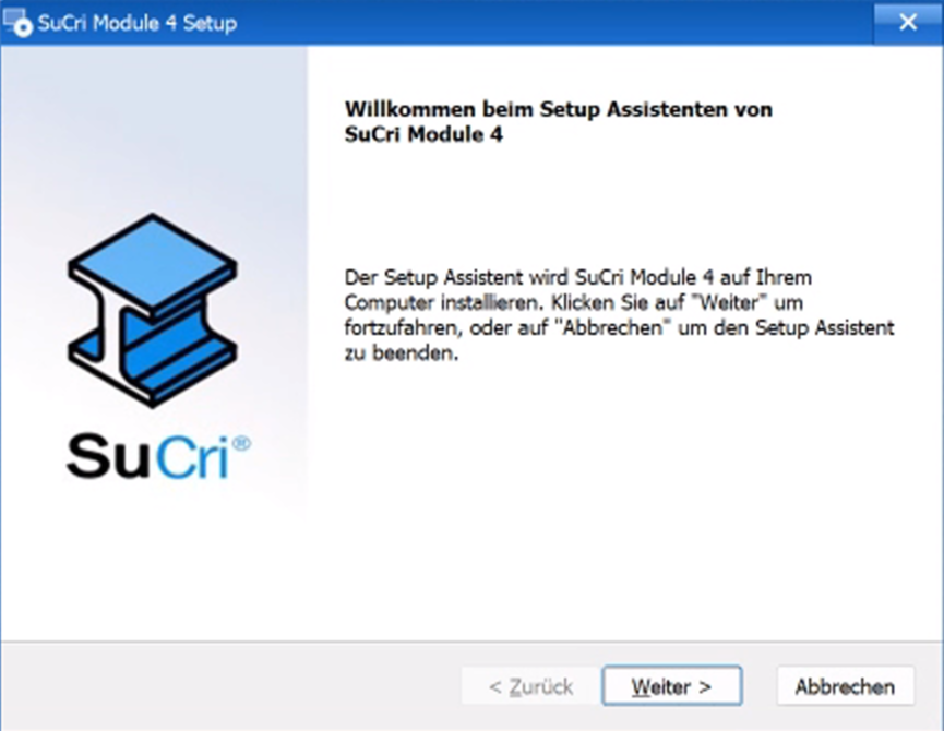 Startbildschirm des Installers